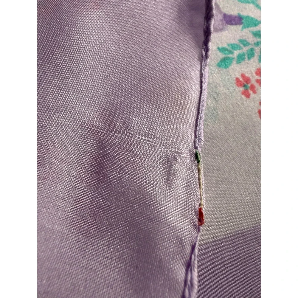 Vintage Floral Satin Scarf‎ Lot of 2 – Pastel Purple & Yellow Spring Easter